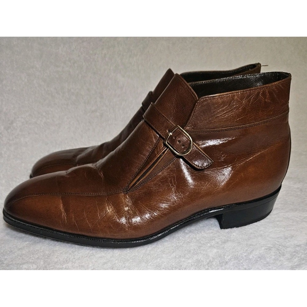 Florsheim Imperial Brown Leather Monk Strap Vintage Ankle Dress Boot Size 13 D